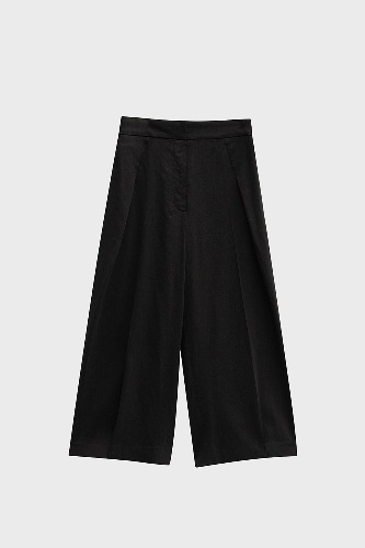 LINEN CROPPED TROUSERS_CHARCOAL